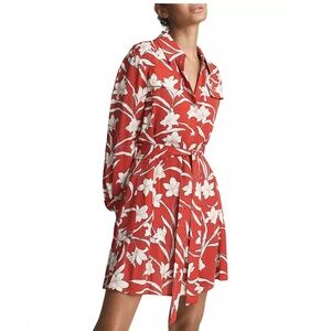 NWT Reiss Tilda Red Printed Shirt Dress, Size 2